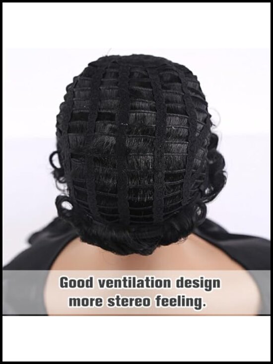 Glueless Short Black Finger Wave Pixie Cut Human Hair Wig